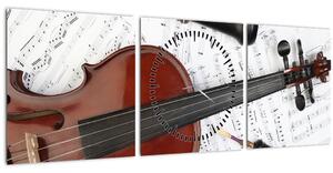 Obraz - Hudobné nástroje (s hodinami) (90x30 cm)