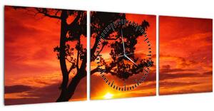 Obraz - Západ slnka (s hodinami) (90x30 cm)