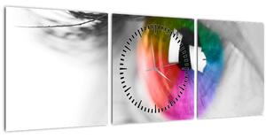 Obraz - Očná dúhovka (s hodinami) (90x30 cm)