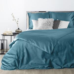 Tyrkysové saténové posteľné obliečky v obojstrannom vyhotovení 2 časti: 1ks 140 cmx200 + 1ks 70 cmx80