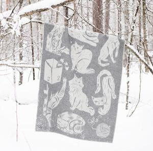 Vlnená deka Kissanpäivät 130x180, sivo-biela