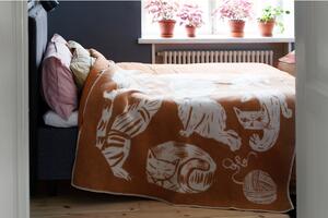 Vlnená deka Kissanpäivät 130x180, oranžovo-biela