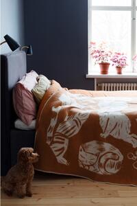 Vlnená deka Kissanpäivät 130x180, oranžovo-biela
