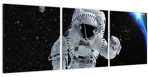 Obraz - Astronaut vo vesmíre (s hodinami) (90x30 cm)