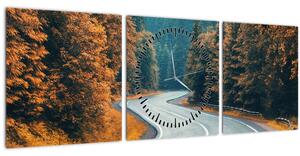 Obraz - Kľukatá cesta (s hodinami) (90x30 cm)