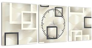 Geometrický abstraktný obraz (s hodinami) (90x30 cm)