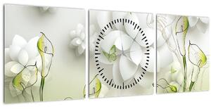 Obraz s kvetmi (s hodinami) (90x30 cm)