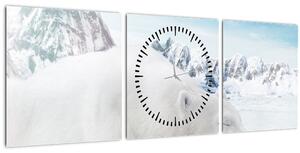Obraz - Ľadový medveď (s hodinami) (90x30 cm)