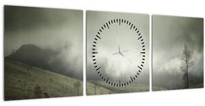 Obraz krajiny pred búrku (s hodinami) (90x30 cm)