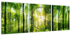 Obraz - Svitanie v lese (s hodinami) (90x30 cm)
