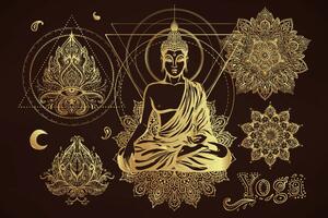 Obraz zlatý meditujúci Budha