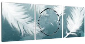 Obraz - Biela pierka (s hodinami) (90x30 cm)