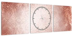 Obraz - Ružová mandala (s hodinami) (90x30 cm)