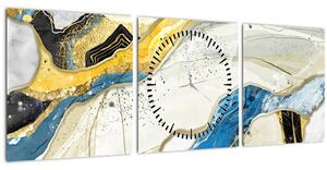 Obraz - Farebný mramor (s hodinami) (90x30 cm)