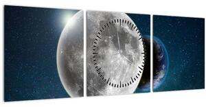 Obraz - Zem v zákryte Mesiaca (s hodinami) (90x30 cm)