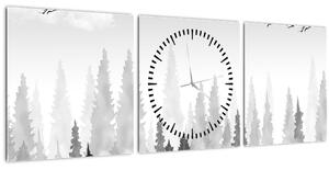 Obraz - Vrcholky lesov (s hodinami) (90x30 cm)