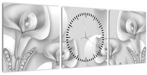 Obraz - Kvetinový dizajn (s hodinami) (90x30 cm)