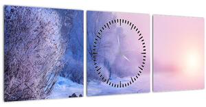 Obraz - Zamrznutá rieka (s hodinami) (90x30 cm)