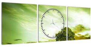 Obraz - Strom života (s hodinami) (90x30 cm)