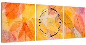 Obraz - Pozadie z jesenného lístia (s hodinami) (90x30 cm)
