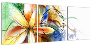 Obraz - Kvetina (s hodinami) (90x30 cm)