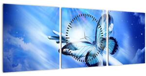 Obraz - Motýľ, symbol nádeje (s hodinami) (90x30 cm)