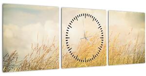 Obraz - Pole na jeseň (s hodinami) (90x30 cm)