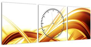 Obraz - Žltá abstrakcia (s hodinami) (90x30 cm)