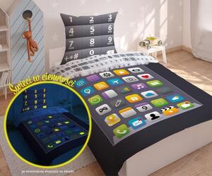 Originálne detské svietiace posteľné obliečky s motívom telefónu Modrá