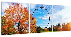 Obraz - Jesenná krajina (s hodinami) (90x30 cm)