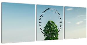 Obraz stromu uprostred lúky (s hodinami) (90x30 cm)
