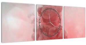 Obraz červeného dymu (s hodinami) (90x30 cm)