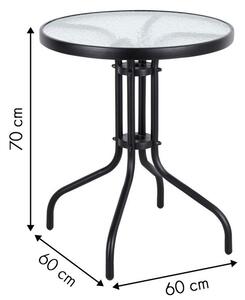 Okrúhly záhradný stôl 60 cm sklenený Čierna