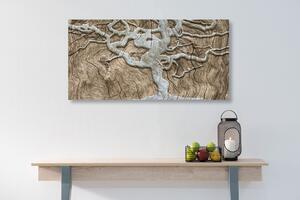 Obraz abstraktný strom na dreve v béžovom prevedení