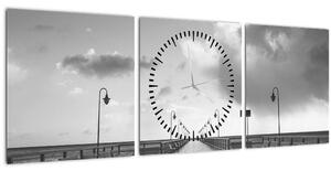 Obraz - Promenáda pri pobreží (s hodinami) (90x30 cm)