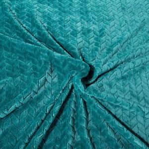 Tyrkysová hrejivá deka s geometrickým motívom Tyrkysová