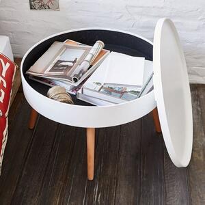 Kávový stolík s praktickým úložným priestorom Biela