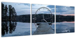 Obraz - Mólo na jazere (s hodinami) (90x30 cm)