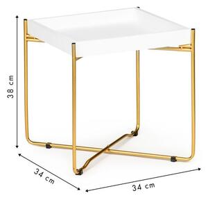 Elegantný biely konferenčný stolík so zlatými nohami Biela