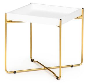 Elegantný biely konferenčný stolík so zlatými nohami Biela