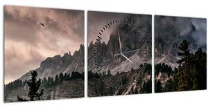 Obraz skalnatých hôr (s hodinami) (90x30 cm)