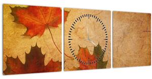 Obraz s jesenným motívom (s hodinami) (90x30 cm)