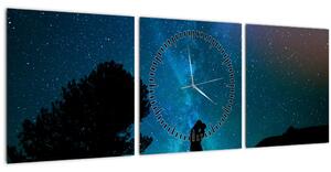 Obraz - Stretnutie pod hviezdami (s hodinami) (90x30 cm)