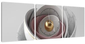 Obraz - Zlatá perla (s hodinami) (90x30 cm)