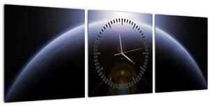 Obraz vesmírneho telesa (s hodinami) (90x30 cm)