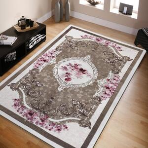 Krásny hnedý koberec s kvetinovým vzorom Hnedá Šírka: 120 cm | Dĺžka: 170 cm