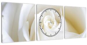 Obraz biele ruže (s hodinami) (90x30 cm)