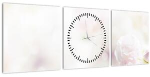 Obraz nežných kvetov (s hodinami) (90x30 cm)