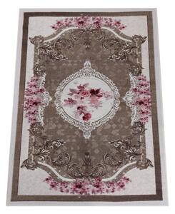 Krásny hnedý koberec s kvetinovým vzorom Hnedá Šírka: 120 cm | Dĺžka: 170 cm