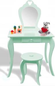 Mentolovo zelený detský toaletný stolík s taburetkou